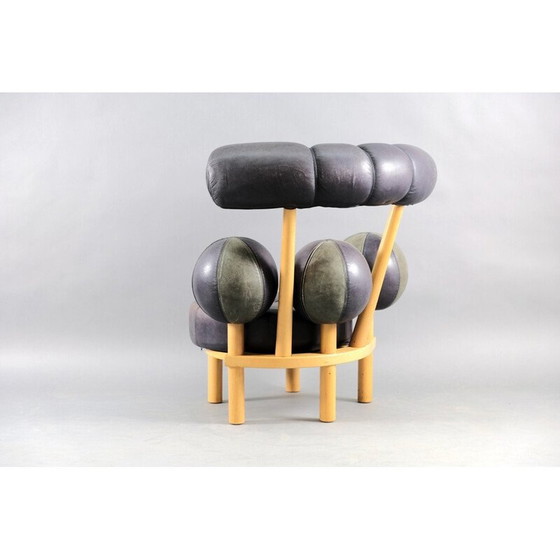 Image 1 of Fauteuil vintage en cuir et bois par Peter Opsvik pour Stokke, Norvège