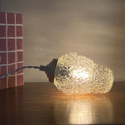 Lampe Suspension Baladeuse Globe Ancien En Verre Doré Griffe De Suspension En Laiton Rénové