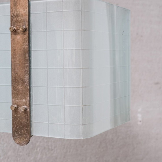 Image 1 of Lampe suspendue vintage en laiton et verre, Italie 1970