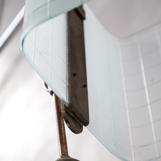 Image 1 of Lampe suspendue vintage en laiton et verre, Italie 1970