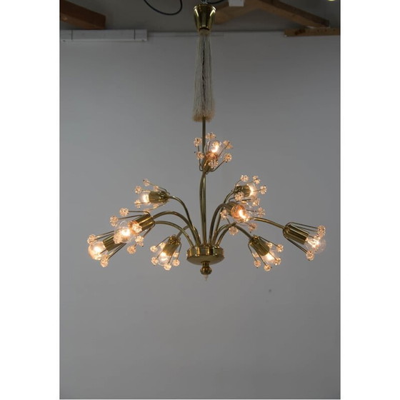 Image 1 of Lustre vintage à 9 flammes en laiton laqué par Emil Stejnar pour l'Autriche, 1950