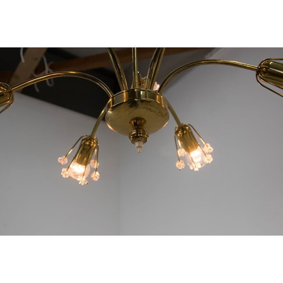 Image 1 of Lustre vintage à 9 flammes en laiton laqué par Emil Stejnar pour l'Autriche, 1950