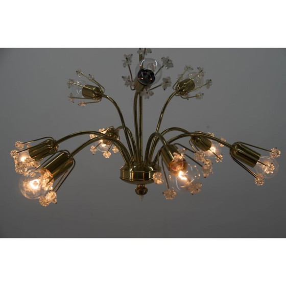 Image 1 of Lustre vintage à 9 flammes en laiton laqué par Emil Stejnar pour l'Autriche, 1950