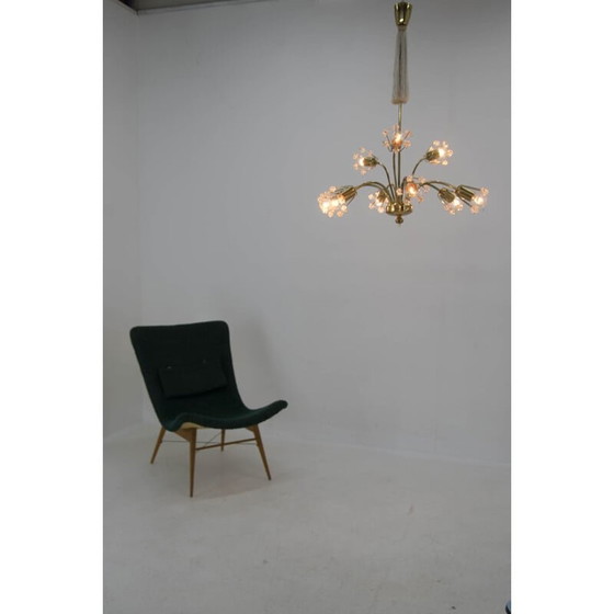 Image 1 of Lustre vintage à 9 flammes en laiton laqué par Emil Stejnar pour l'Autriche, 1950