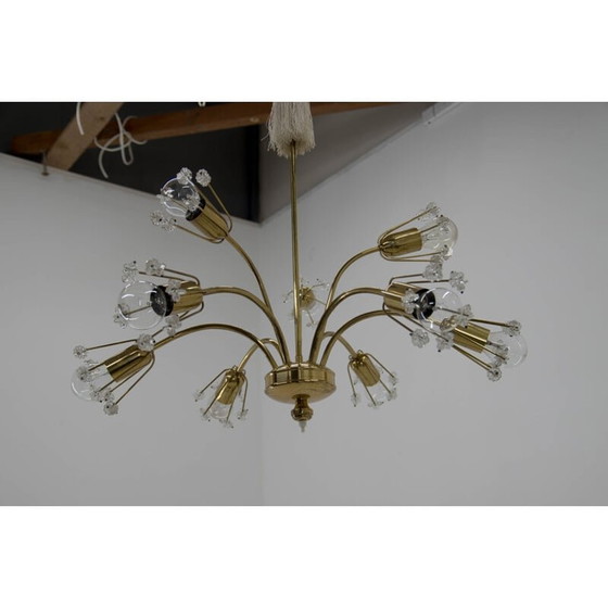 Image 1 of Lustre vintage à 9 flammes en laiton laqué par Emil Stejnar pour l'Autriche, 1950