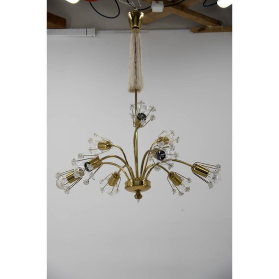 Image 1 of Lustre vintage à 9 flammes en laiton laqué par Emil Stejnar pour l'Autriche, 1950