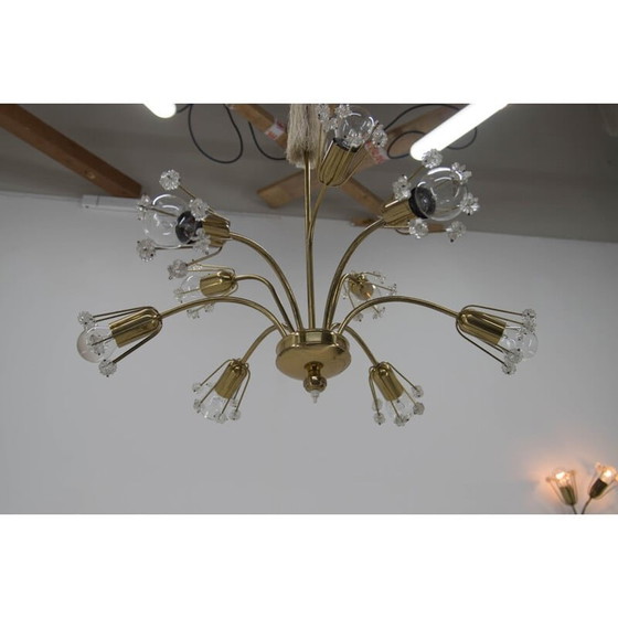 Image 1 of Lustre vintage à 9 flammes en laiton laqué par Emil Stejnar pour l'Autriche, 1950