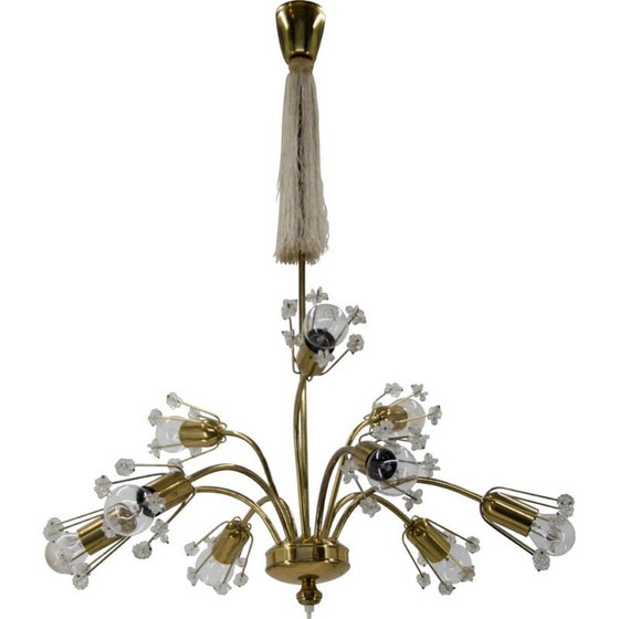 Image 1 of Lustre vintage à 9 flammes en laiton laqué par Emil Stejnar pour l'Autriche, 1950