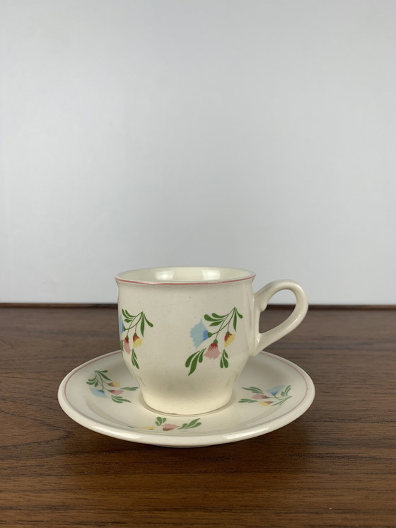 Image 1 of Set de 6 tasses et soucoupes vintage, motif fleuri, Allemagne