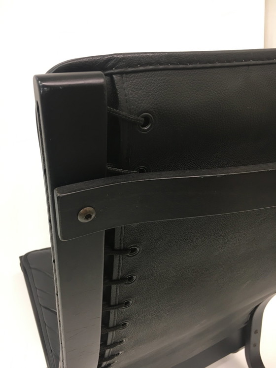 Image 1 of Chaise longue en cuir noir de style Mid Century par Ingmar Relling pour Westnofa, années 1970