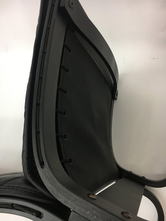 Image 1 of Chaise longue en cuir noir de style Mid Century par Ingmar Relling pour Westnofa, années 1970