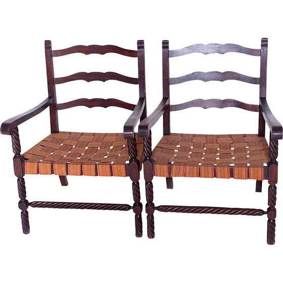 Image 1 of Ensemble de 2 chaises vintage en bois 1950