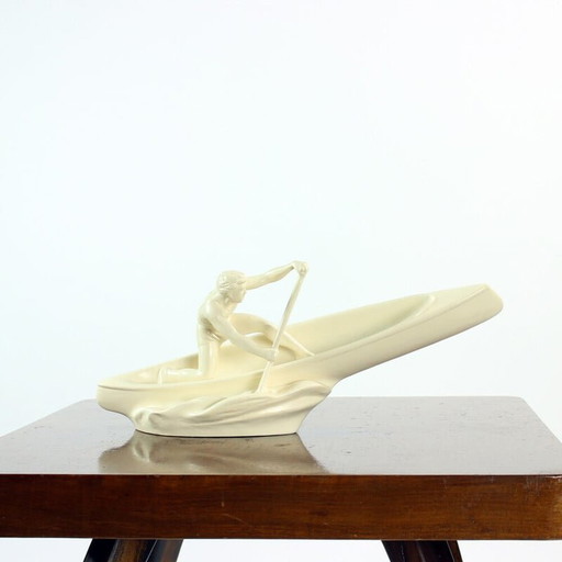 Sculpture vintage d'un rameur de bateau par Jihokera, Tchécoslovaquie années 1960