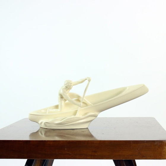 Image 1 of Sculpture vintage d'un rameur de bateau par Jihokera, Tchécoslovaquie années 1960