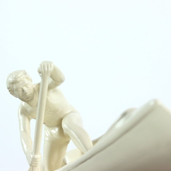 Image 1 of Sculpture vintage d'un rameur de bateau par Jihokera, Tchécoslovaquie années 1960