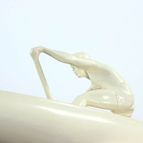 Image 1 of Sculpture vintage d'un rameur de bateau par Jihokera, Tchécoslovaquie années 1960