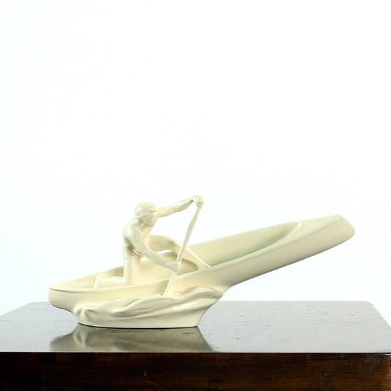 Image 1 of Sculpture vintage d'un rameur de bateau par Jihokera, Tchécoslovaquie années 1960