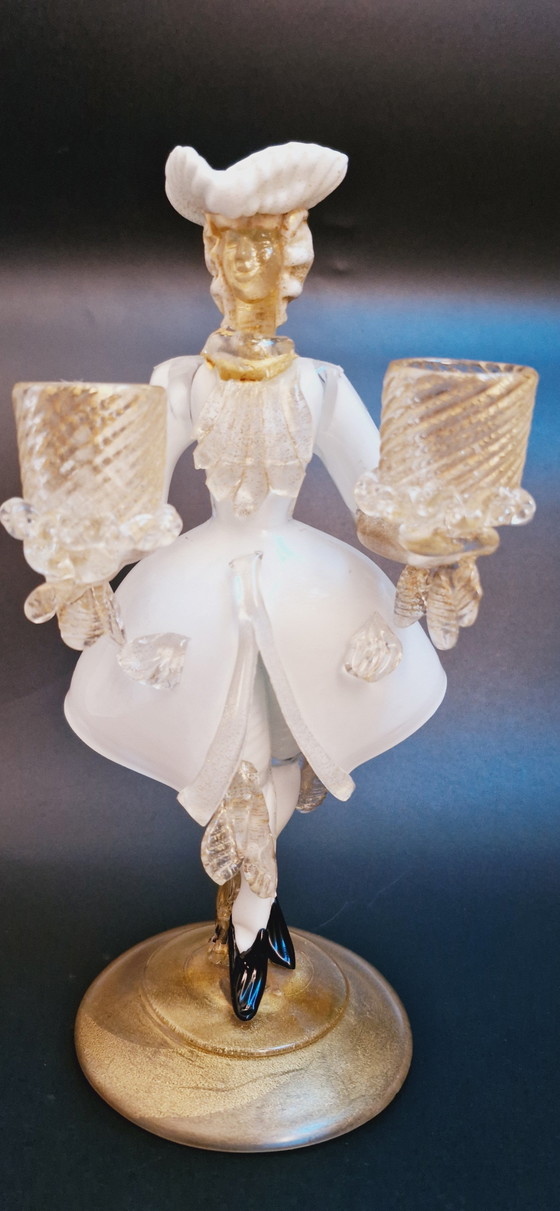 Image 1 of Ensemble de bougeoirs en verre de Murano des années 60 Sculptures