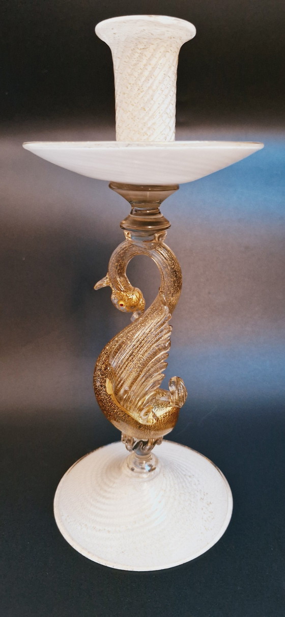 Image 1 of Ensemble de bougeoirs en verre de Murano des années 60 Sculptures
