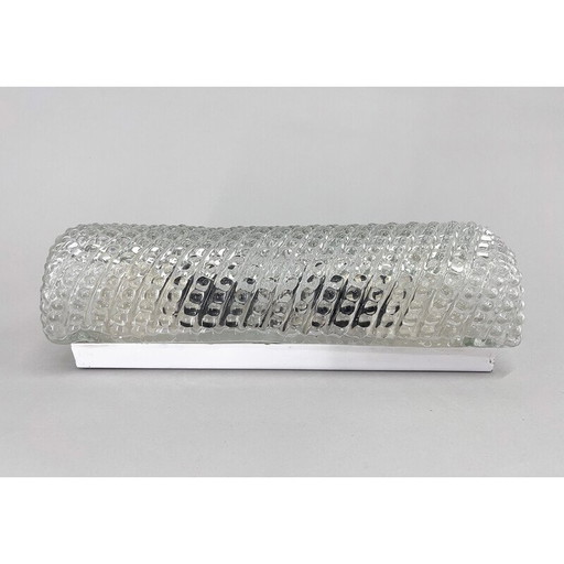 Plafonnier vintage en verre clair, Tchécoslovaquie 1970