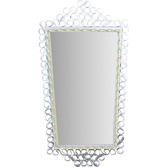 Image 1 of Miroir vintage dans un cadre en métal fait à la main, Tchécoslovaquie, années 1950