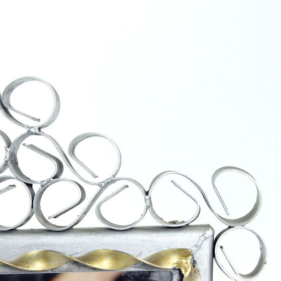 Image 1 of Miroir vintage dans un cadre en métal fait à la main, Tchécoslovaquie, années 1950