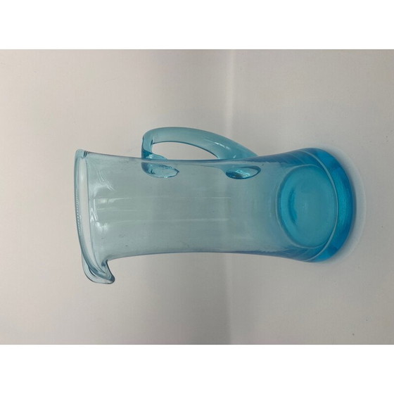 Image 1 of Pichet vintage en verre bleu, 1970