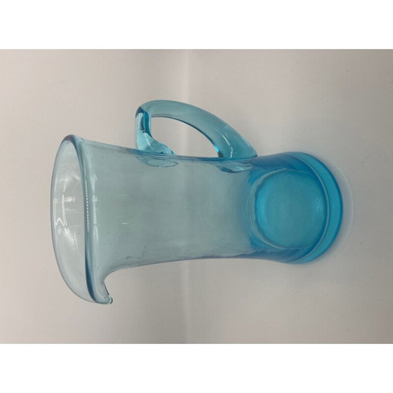 Image 1 of Pichet vintage en verre bleu, 1970