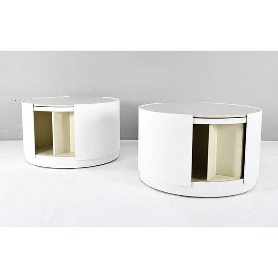 Image 1 of Paire de tables roulantes en bois vintage par Eugenio Gerli, Italie 1969