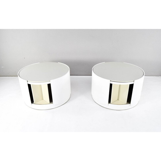 Image 1 of Paire de tables roulantes en bois vintage par Eugenio Gerli, Italie 1969
