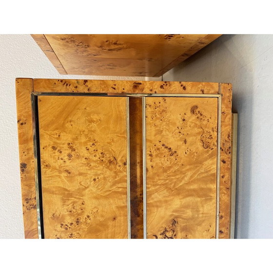 Image 1 of Paire de tables de nuit vintage en ronce de bois et laiton, 1970