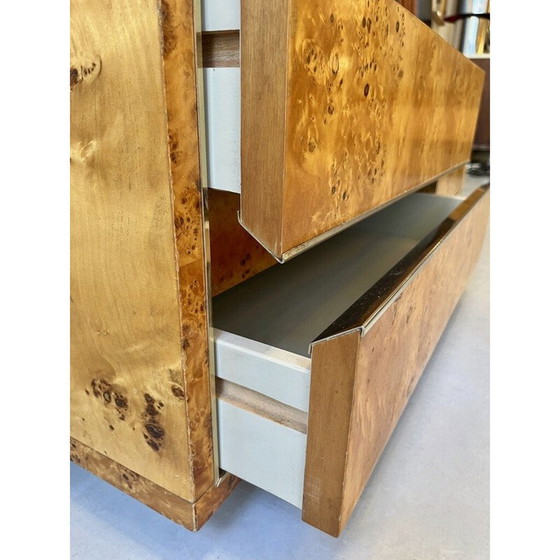 Image 1 of Paire de tables de nuit vintage en ronce de bois et laiton, 1970