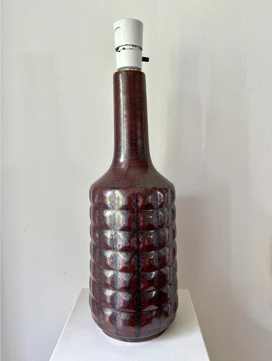 Image 1 of Grande lampe de table Désirée Stentøj Lampfot Stoneware/Ceramic, Danish Vintage Ceramic, Handmade 1970S, Relief, Structure