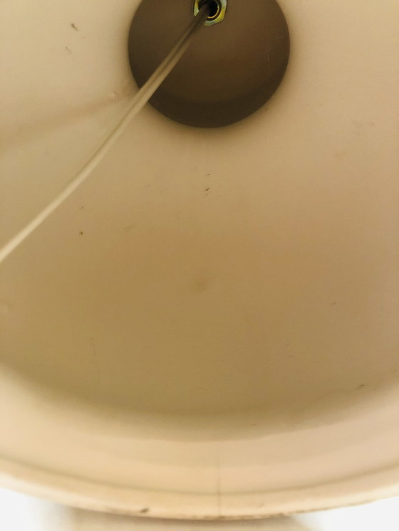 Image 1 of Lampe Vintage En Céramique Bleue Et Macramé 