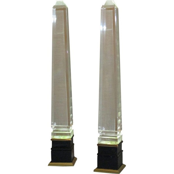 Image 1 of Paire de lampes vintage en plexi lumineux par Romeo Circa , 1970