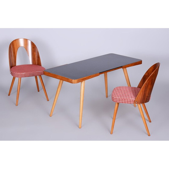 Image 1 of Table basse vintage en hêtre et verre opaxit par Interier Praha, Tchécoslovaquie 1960