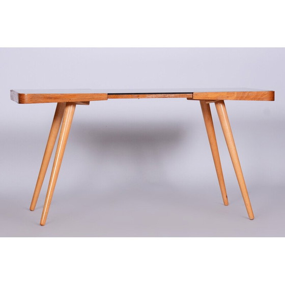 Image 1 of Table basse vintage en hêtre et verre opaxit par Interier Praha, Tchécoslovaquie 1960