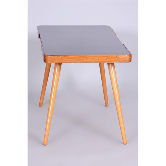 Image 1 of Table basse vintage en hêtre et verre opaxit par Interier Praha, Tchécoslovaquie 1960