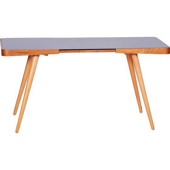 Image 1 of Table basse vintage en hêtre et verre opaxit par Interier Praha, Tchécoslovaquie 1960