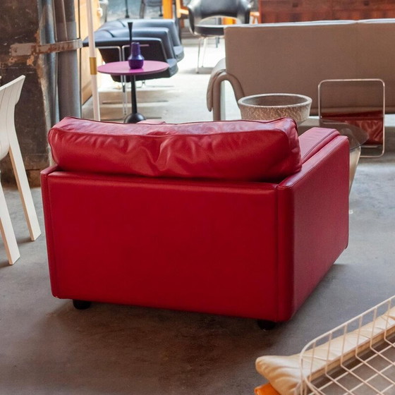 Image 1 of Fauteuil vintage Socrates en cuir rouge pour Poltrona Frau, Italie 1980