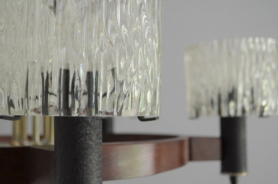 Image 1 of Lustre vintage en verre glacé, 1950