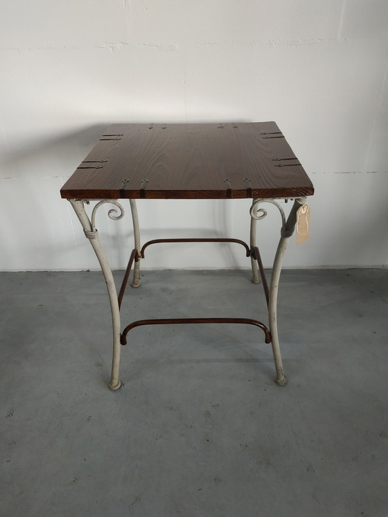 Image 1 of Brocante Table d'appoint en bois et métal Table à plantes