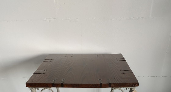 Image 1 of Brocante Table d'appoint en bois et métal Table à plantes