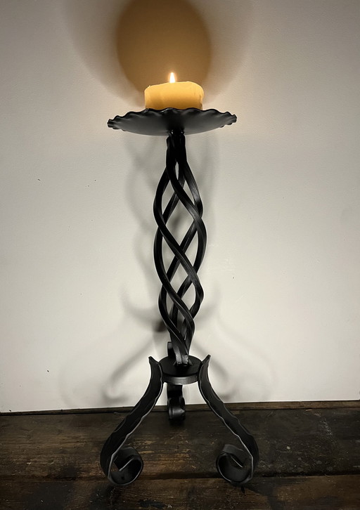 Chandelier vintage en fer forgé de style brutaliste