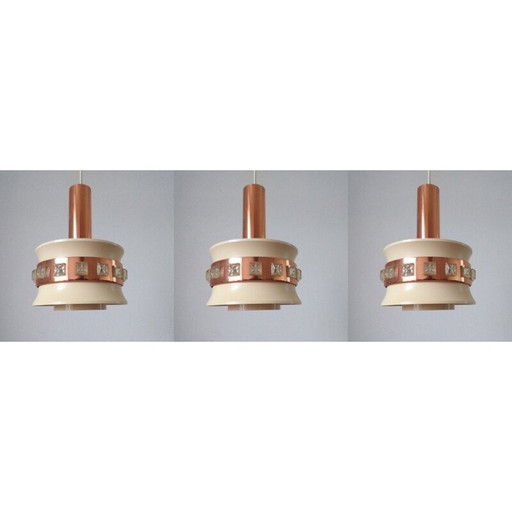 Ensemble de 3 lampes suspendues vintage, Suède 1960