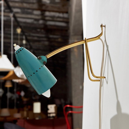 Lampe vintage en laiton et métal par Rupert Nikoll, Autriche 1950