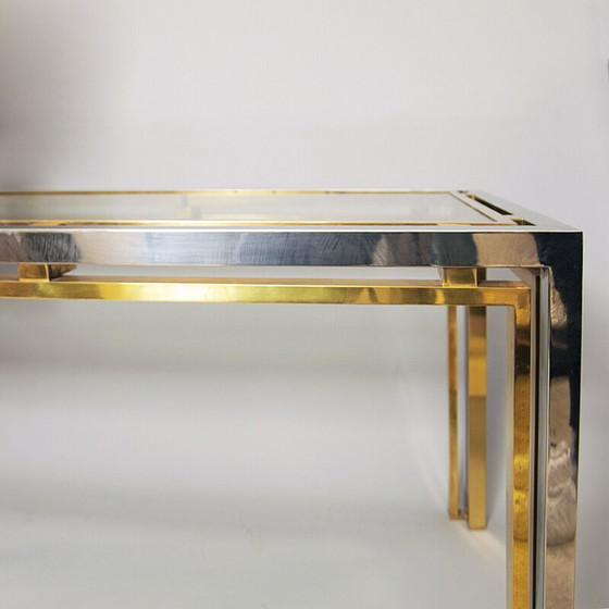 Image 1 of Table console en chrome et laiton par Romeo Rega - années 1970