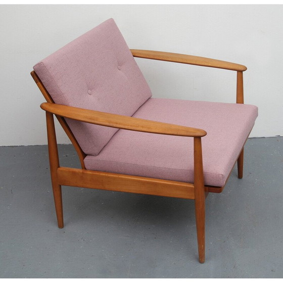 Image 1 of Fauteuil vintage scandinave rose en hêtre - 1960s