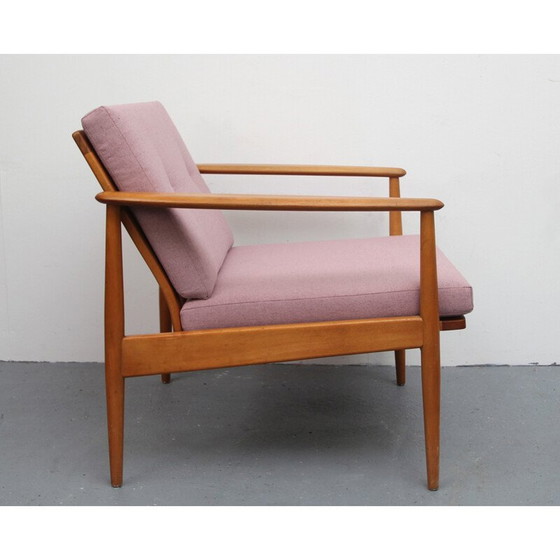 Image 1 of Fauteuil vintage scandinave rose en hêtre - 1960s