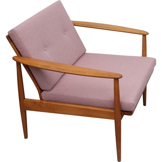 Image 1 of Fauteuil vintage scandinave rose en hêtre - 1960s